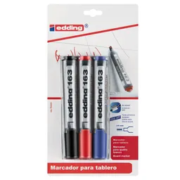 Edding Marcador Negro Rojo y Azul