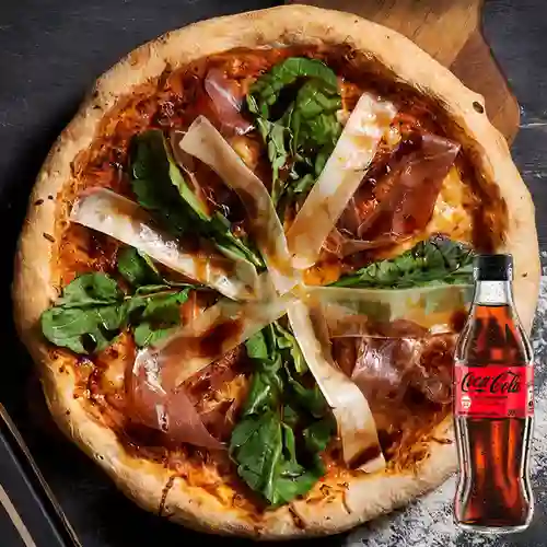 Combo Pizza Prosciutto Rucola +Cocacola S/az 300ML
