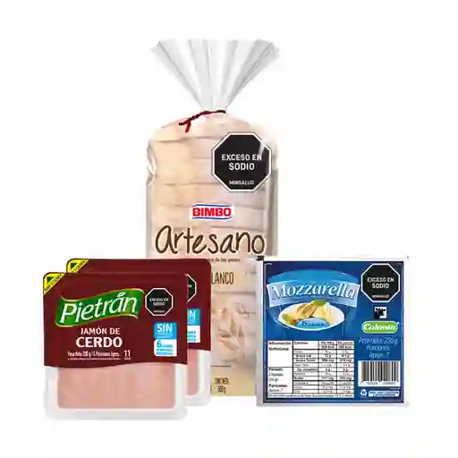 Combo Bimbo Pan Artesano Tajado 500 g + Colanta Mozzarella