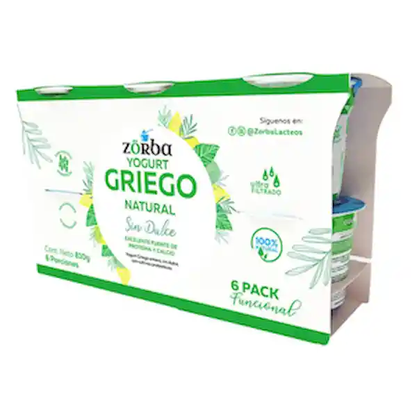 Zorba Yogurt Griego Sixpack Natural Sin Dulce