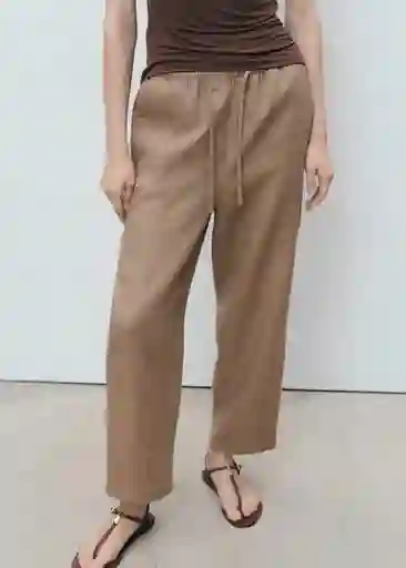 Pantalón Linen Topo Talla XS Mujer Mango