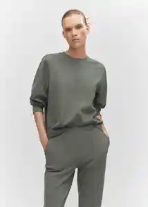 Buzo Sudadera Pique Gris Talla 28 Mujer Mango