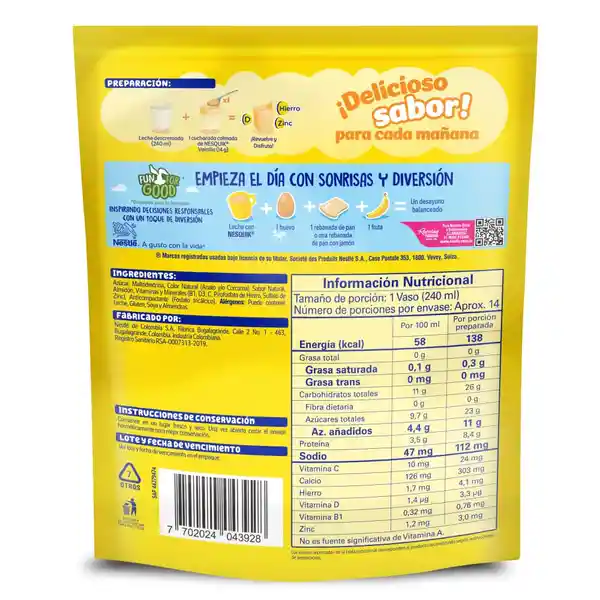 Bebida en Polvo Nesquik Sabor a Vainilla 200 g