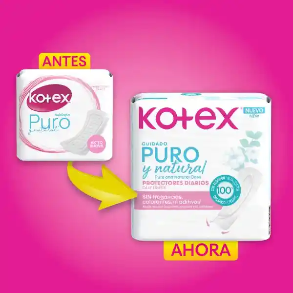 Protectores Diarios Kotex Puro y Natural 50 Und