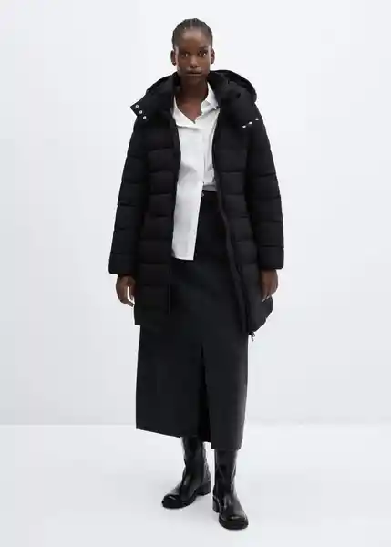 Abrigo Anorak Bego Negro Talla 24 Mujer Mango
