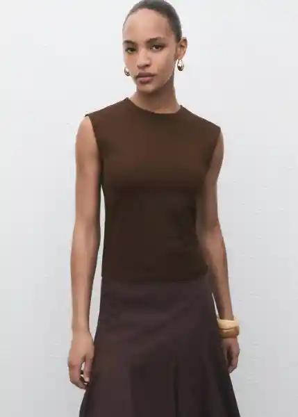 Camiseta Gala Marrón Talla S Mujer Mango