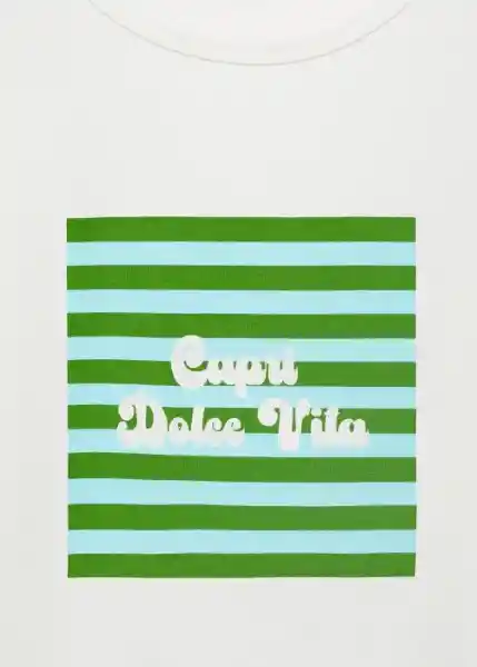 Camiseta Illustra Verde Pastel Talla L Mujer Mango