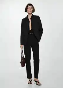 Blazer Americana Boreal Negro Talla 38 Mujer Mango