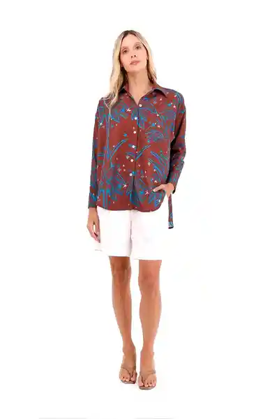 Camisa Boyfriend Haven Palmeras Terracota XS Mercedes Campuzano