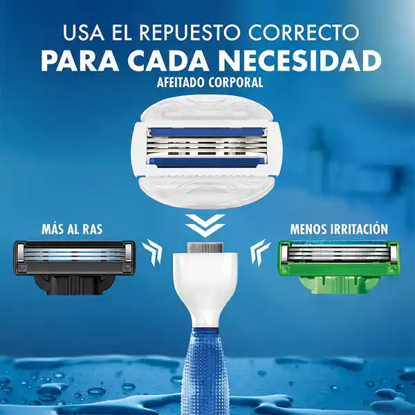 GILLETTE Mach 3 Cuerpo Repuestos para Cuchilla de afeitar con 3 Hojas 2 Repuestos Máquina de Afeitado Corporal Afeitadora para Hombre Zona Intima