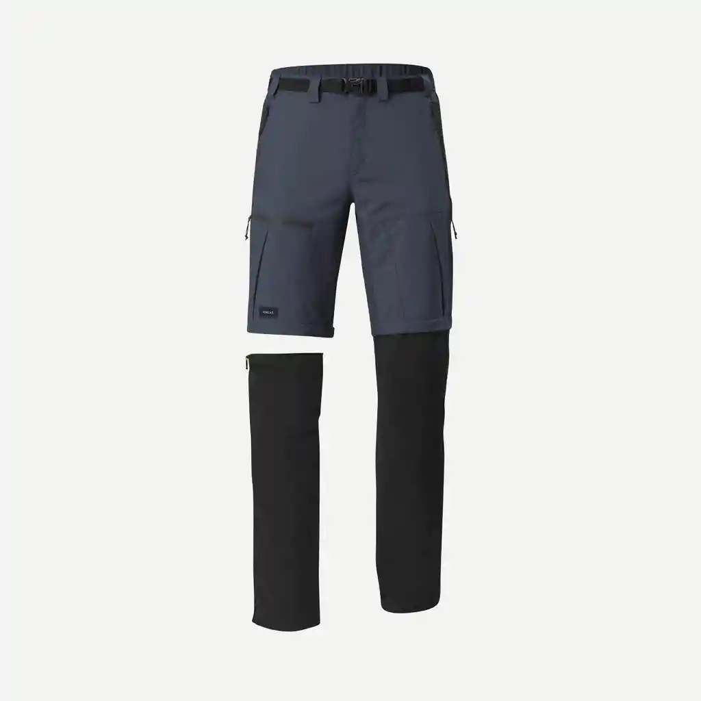 Pantalón Convertible Resistente de Trekking Para Hombre Forclaz Mt500 Negro