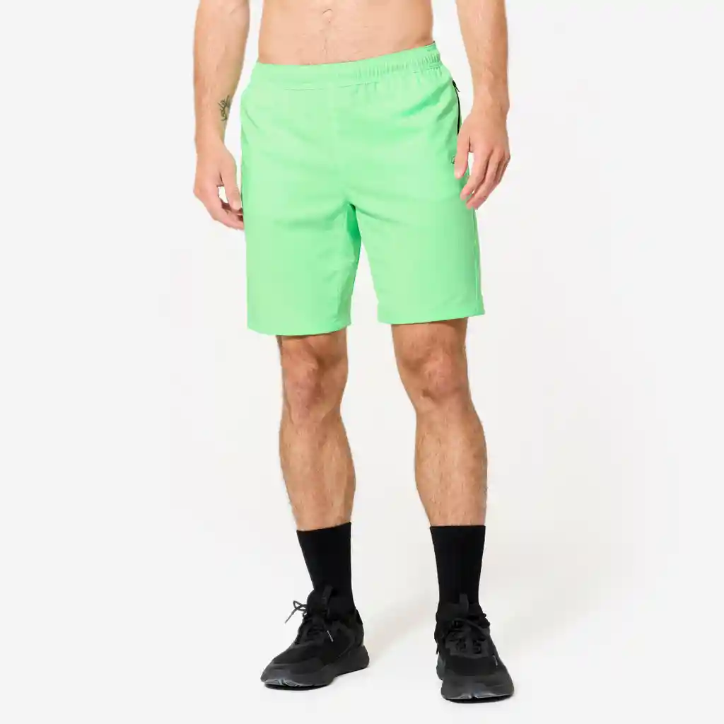 Pantaloneta de Fitness Transpirable Para Hombre Domyos 120 - Verde Fluorescente