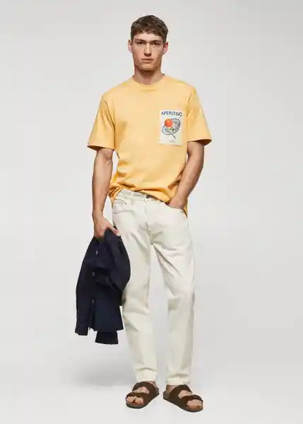 Camiseta Aperitiv Mostaza Talla L Hombre Mango