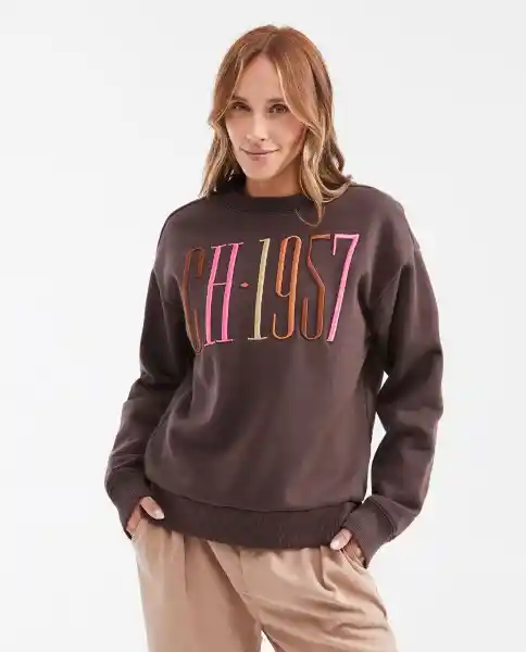 Buzo Embroidery Swea Café Arboleda Ultraoscuro Talla L Chevignon
