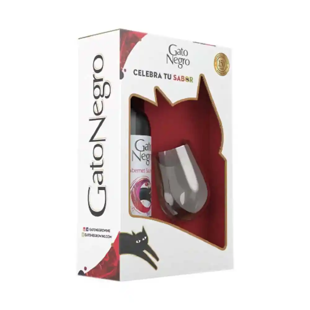 Pack Vino + Vaso Coleccionable Gato Negro