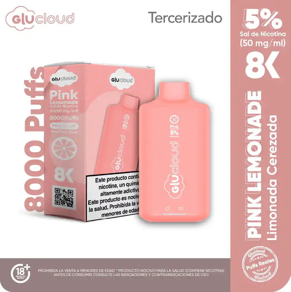 Glucloud Vape Pink Lemonade 8K / 8000 Puff