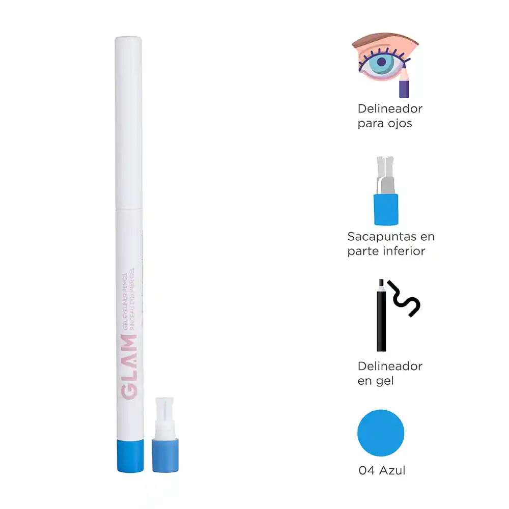 Lápiz Delineador Para Ojos Gel Glam Azul 04 Miniso