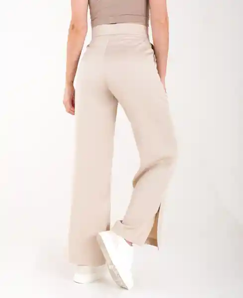 Pantalón Botón Interno Beige Concreto Claro Talla 6 Mujer Naf Naf