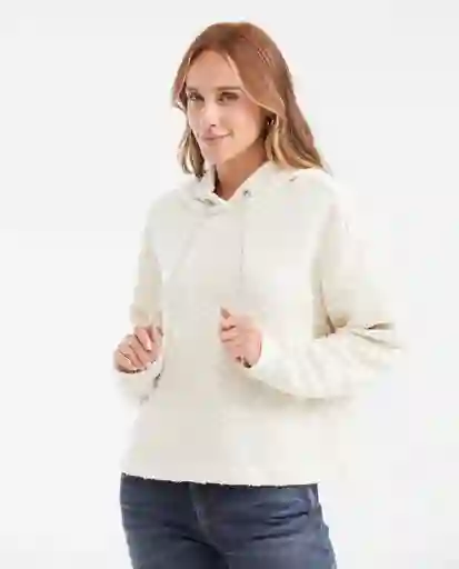 Buzo Hoodie Shiny Cord Crudo Cannoli Claro Talla L Chevignon
