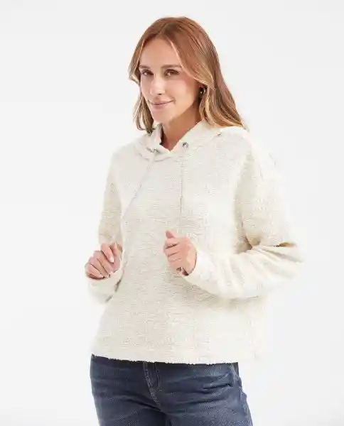 Buzo Hoodie Shiny Cord Crudo Cannoli Claro Talla L Chevignon