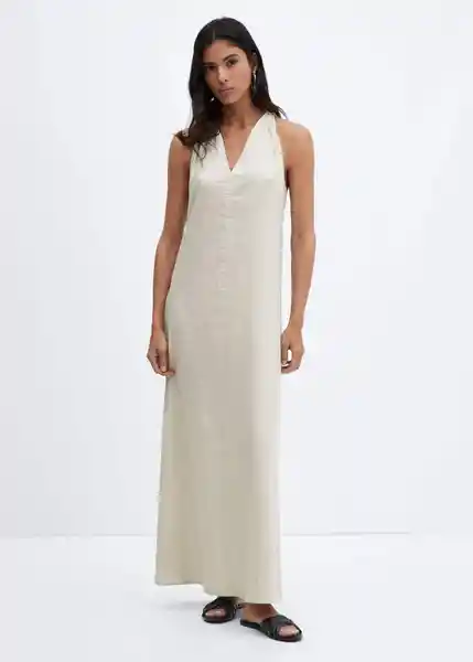 Vestido Foil-A Crudo Talla S Mujer Mango