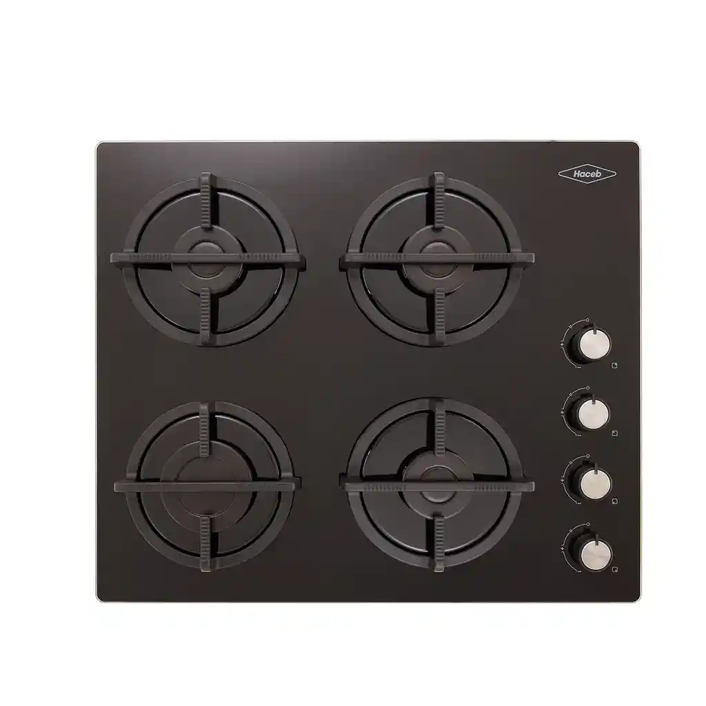 Cubierta Haceb 4 Puestos Gas Natural Cristal Hierro Fundido Negro Cubierta 4 Puestos Gas Natural Cristal Negro Haceb