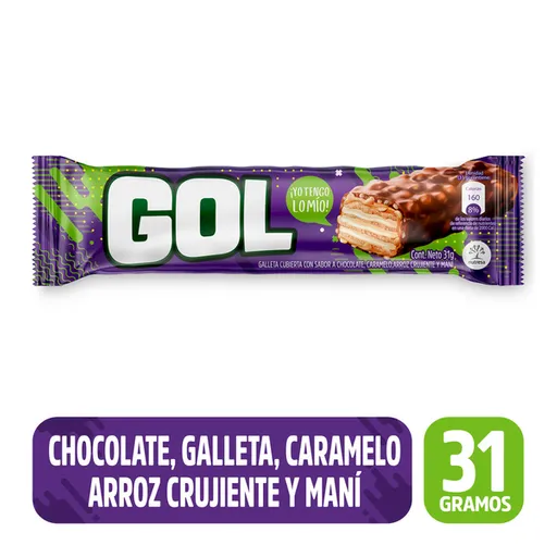 Gol Galleta Cubierta Sabor Chocolate con Caramelo y Arroz