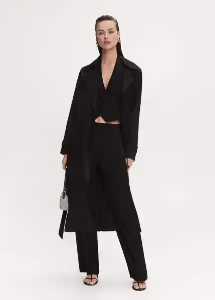 Gabardina Trench Gatsby Negro Talla L Mujer Mango