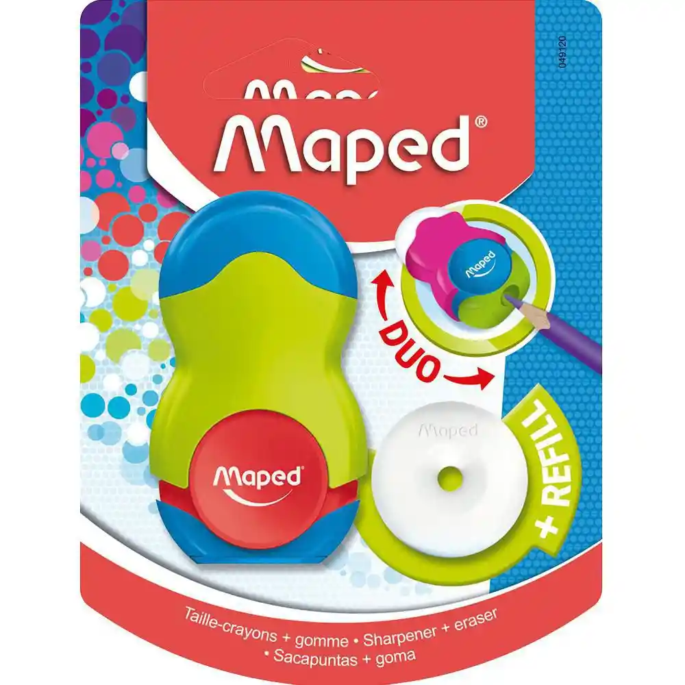 Maped Sacapuntas 2 en 1 con Borrador Loopy Colorful