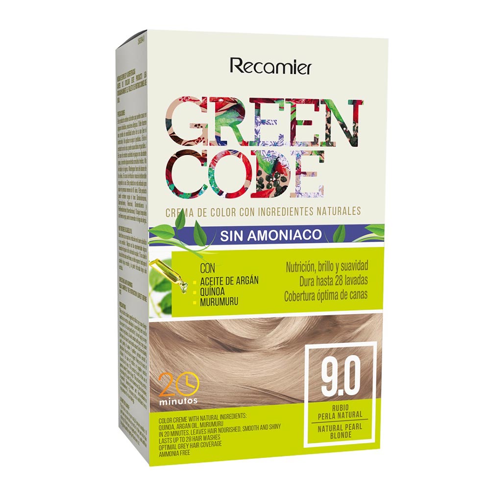 Green Code Tinte en Crema Color Rubio Perla Natural 9.0 sin Amoniaco 50 g