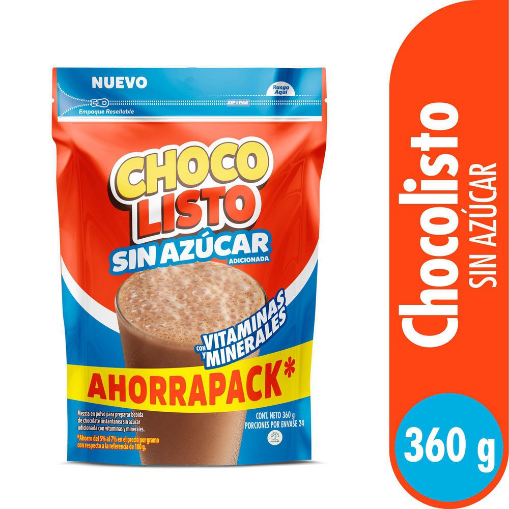 Chocolisto Bebida de Chocolate Endulzada 360 g