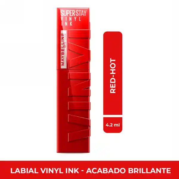 Labial Maybelline NY ViNYl Ink Liquido - Tono Red Hot 25