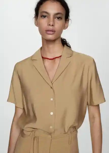 Camisa Bosco-H Camel Talla XS Mujer Mango
