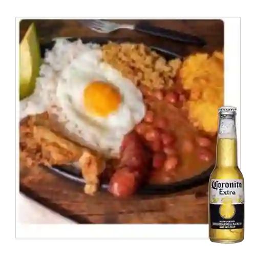 Combo Bandeja Paisa + Cerveza Coronita Bot. 210ml