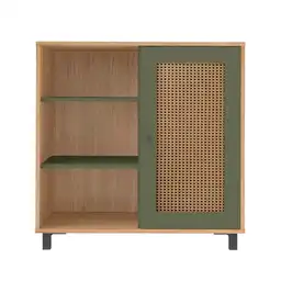 Armario Bife Cómoda Sala Charlotte Color Roble y Menta Bertolini