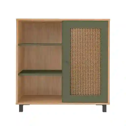 Armario Bife Cómoda Sala Charlotte Color Roble y Menta Bertolini