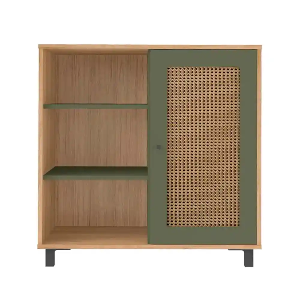 Armario Bife Cómoda Sala Charlotte Color Roble y Menta Bertolini