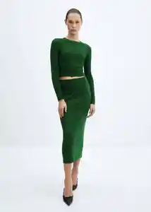 Falda Prinches Verde Talla XS Mujer Mango