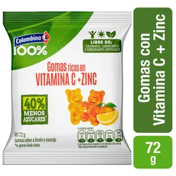 Colombina 100% Gomas Ricas en Vitamina C + Zinc Limón y Naranja