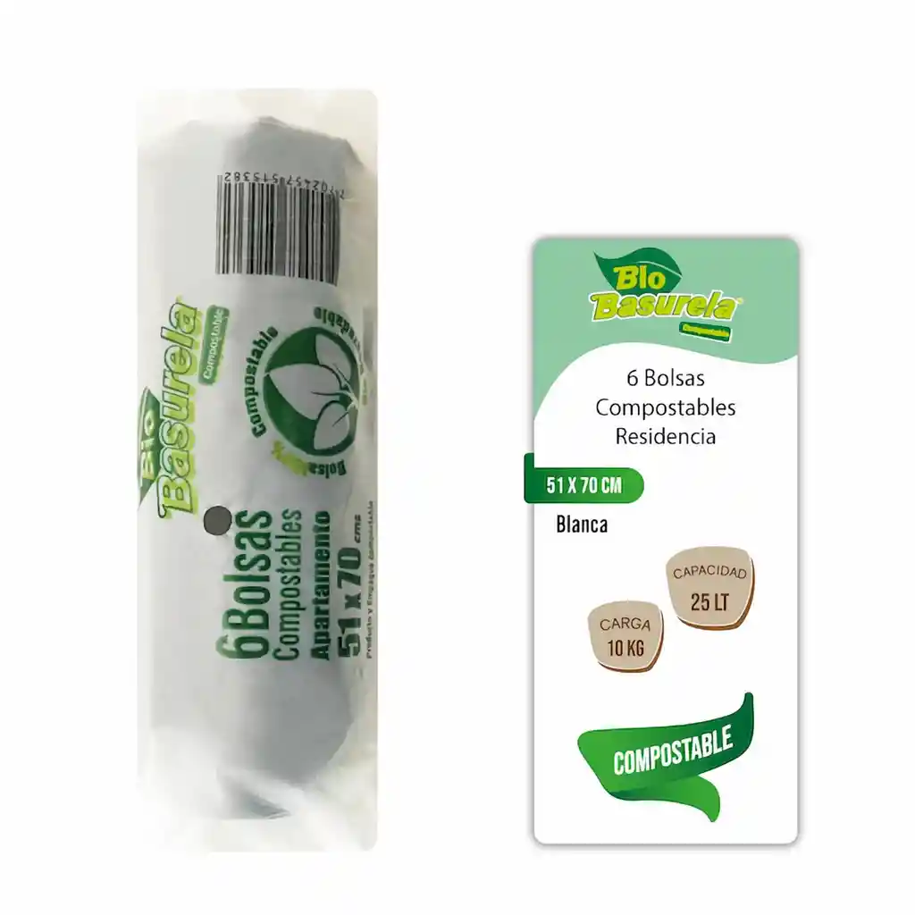 Basurela Bolsa Compostable Blanca