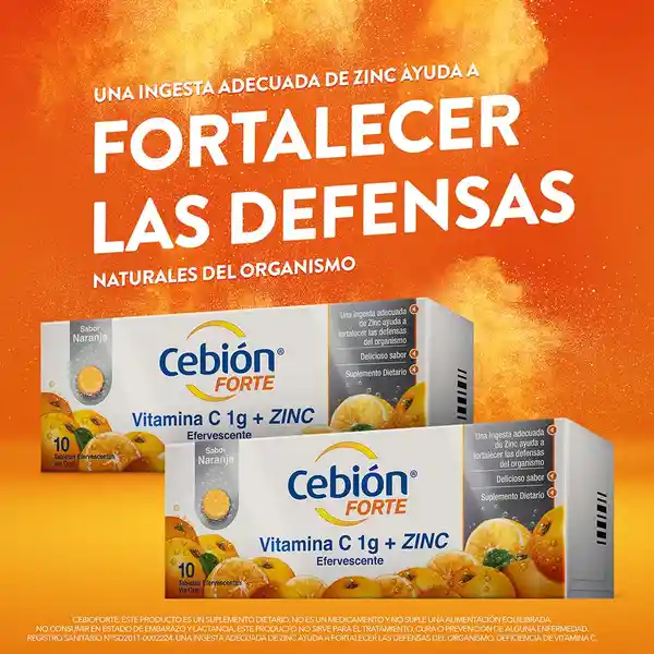 Cebión Forte Tabletas Efervescentes de Vitamina C + Zinc