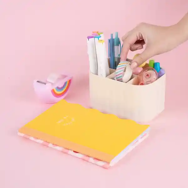 Organizador Plástico Compartimento Alta Macaron Blanco Miniso