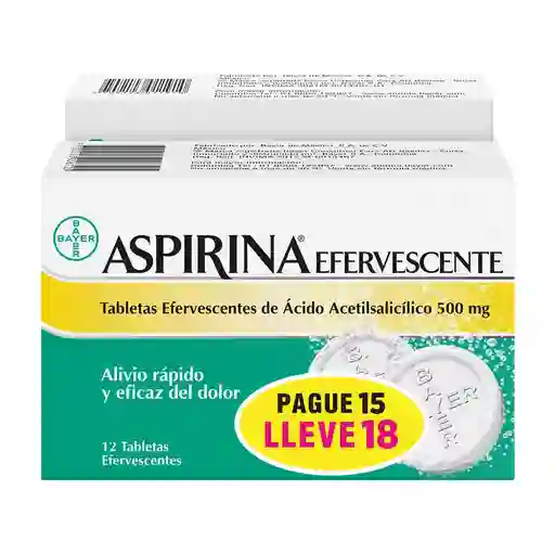 Oferta Aspirina Efervescente 500 Mg Pague:15 Lleve:18