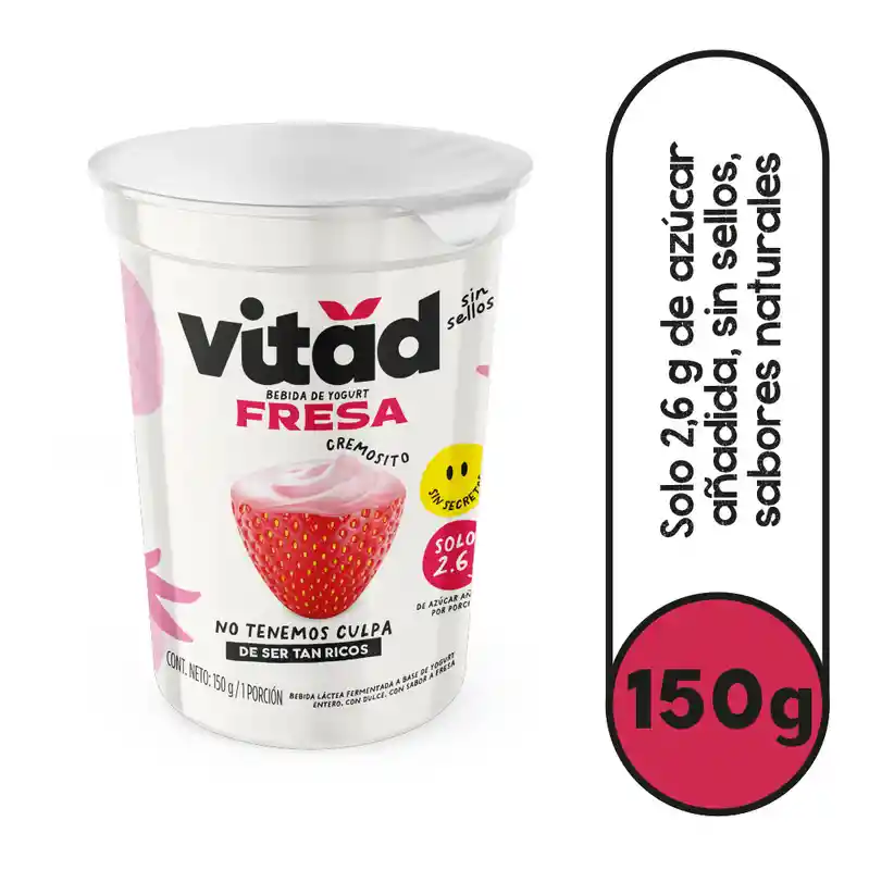 Vitad Bebida Láctea Base Yogur Fresa Cremos