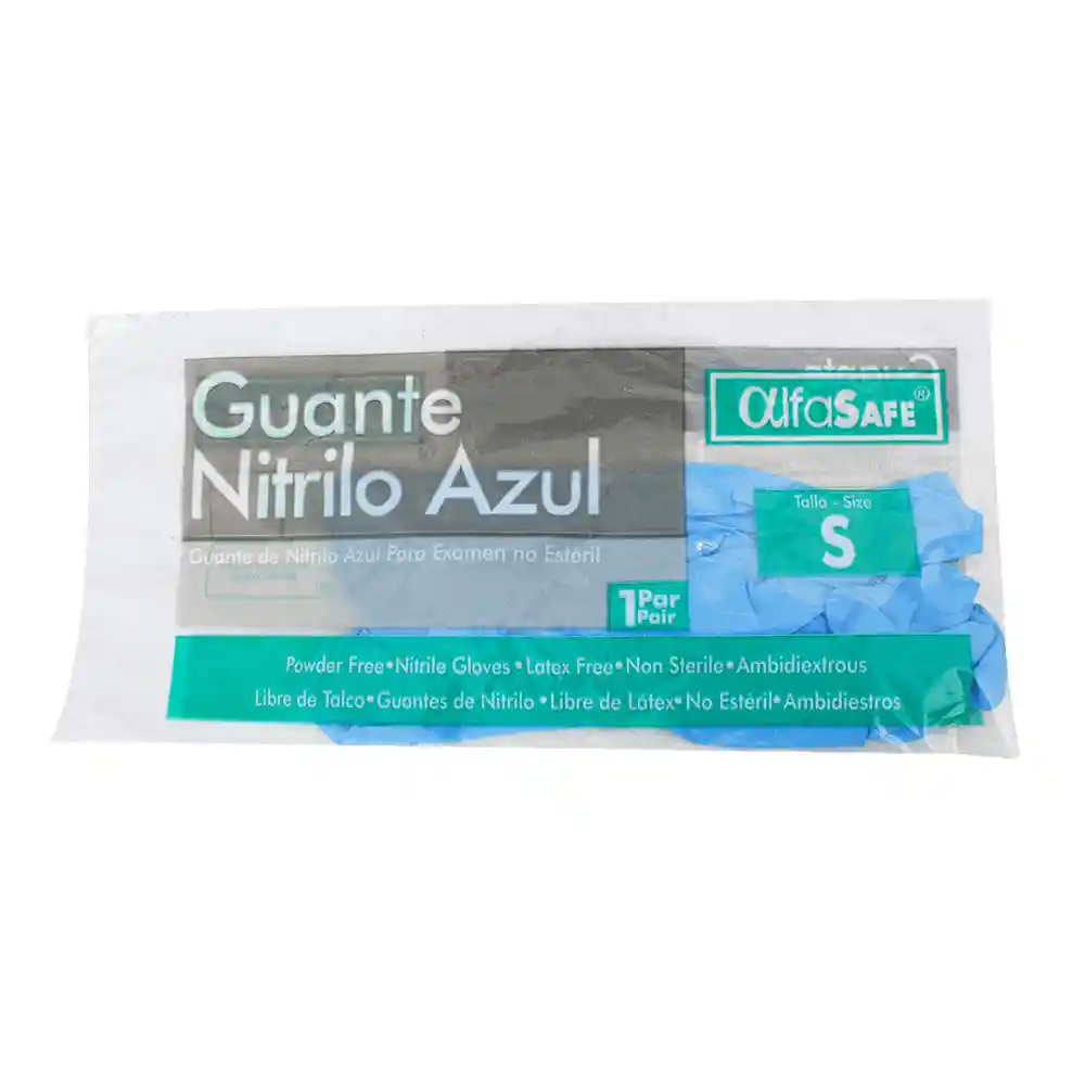 Alfa Safe Guante de Nitrilo Azul Talla S