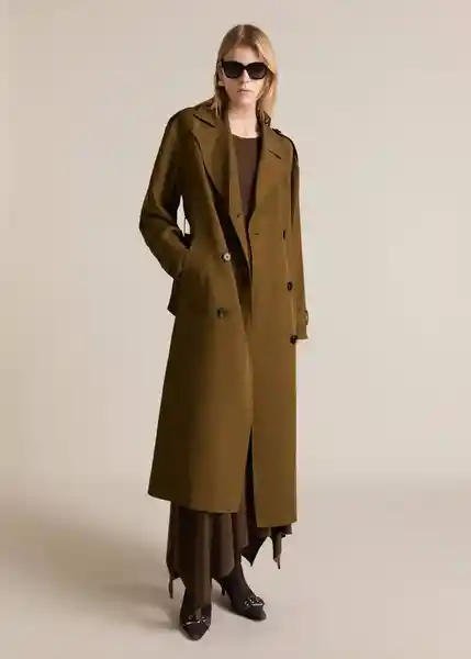 Abrigo Trench Adelaida Khaki Talla M Mujer Mango