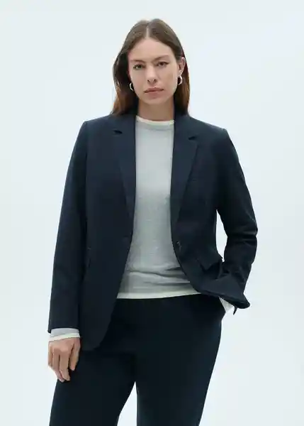 Blazer Americana na Boreal Marino Talla 36 Mujer Mango