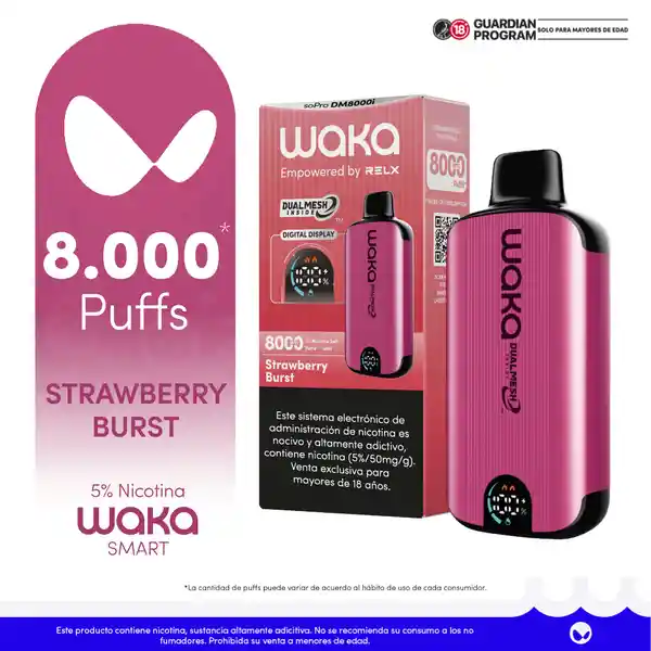 WAKA Smart Vape Strawberry Burst 5% 8.000 puffs