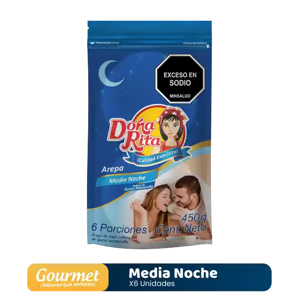 Doña Rita Arepa Media Noche Rellena de Queso Mozzarella