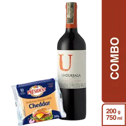 Combo Undurraga Tinto Cabernet Sauvignon + President Cheddar